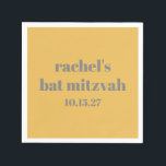 Bold Stylish Yellow Gray Custom Bat Mitzvah Serviette<br><div class="desc">Stilvolle,  muffige Typografie Gelb und Grau Custom Niedlich Bat Mitzvah Napkins</div>