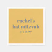 Bold Stylish Yellow Gray Custom Bat Mitzvah Serviette (Vorderseite)