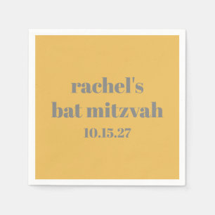 Bold Stylish Yellow Gray Custom Bat Mitzvah Serviette
