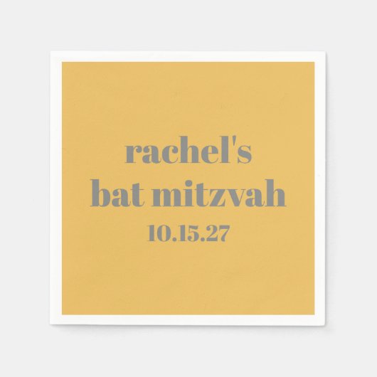 Bold Stylish Yellow Gray Custom Bat Mitzvah Serviette (Vorderseite)