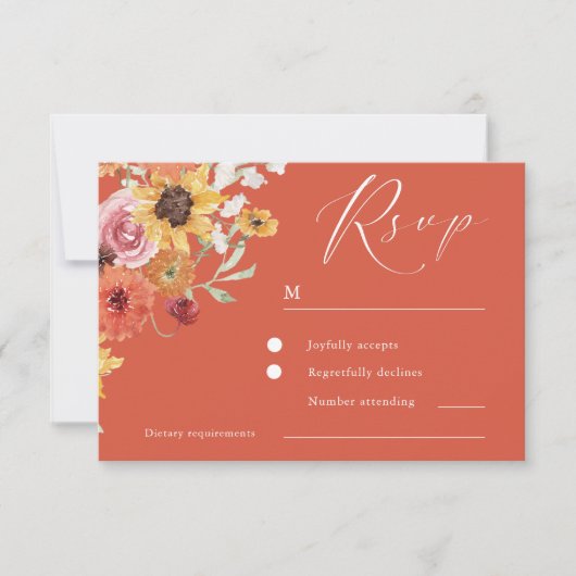Bold Summer Floral Modern Wedding RSVP Karte (Vorderseite)