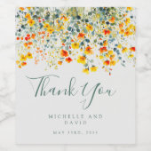 Bold Summer Floral Wedding Danke Weinetikett (Einzelnes Label)