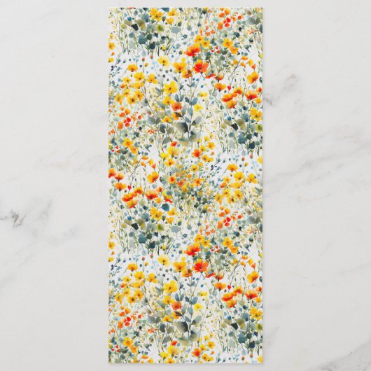 Bold Summer Floral Wedding Menükarte (Rückseite)