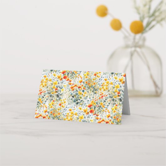 Bold Summer Floral Wedding Platzkarte (Rückseite)