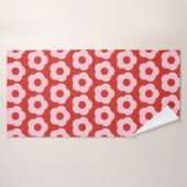 Bold Summer Red and Pink Floral Pattern Retro Badehandtuch (Badehandtuch)