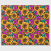 Bold Sunflower & Leopard Wrapping Paper Geschenkpapier (Flach)