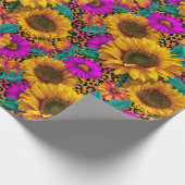 Bold Sunflower & Leopard Wrapping Paper Geschenkpapier (Ecke)