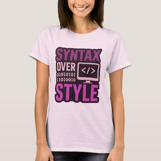 Bold Syntax Over Style Retro Graphic T-Shirt (Vorderseite)