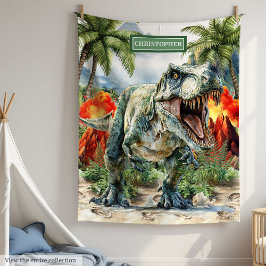 Bold T-Rex Dinosaur Blanket Individuelle Name für  Fleecedecke