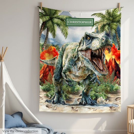 Bold T-Rex Dinosaur Blanket Individuelle Name für Fleecedecke