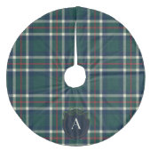 Bold Tartan Plaid Monogram Christmas Tree Skirt Fleece Weihnachtsbaumdecke (Vorderseite)