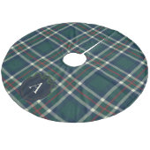 Bold Tartan Plaid Monogram Christmas Tree Skirt Fleece Weihnachtsbaumdecke (Schrägansicht)