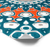 Bold Teal and Coral Symmetrical Mandala Poster (Ecke)
