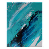 Bold Teal Blue Abstract Energy Flow Poster (Vorderseite)