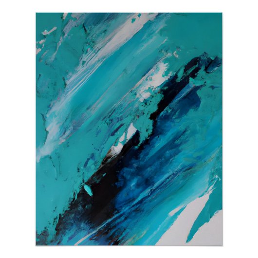 Bold Teal Blue Abstract Energy Flow Poster (Vorderseite)