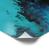 Bold Teal Blue Abstract Energy Flow Poster (Ecke)