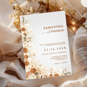 Bold Terracotta Boho Bohemische Hochzeit im Herbst Einladung