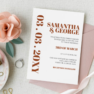 Bold Terracotta Burnt Orange Moderne Hochzeit Einladung