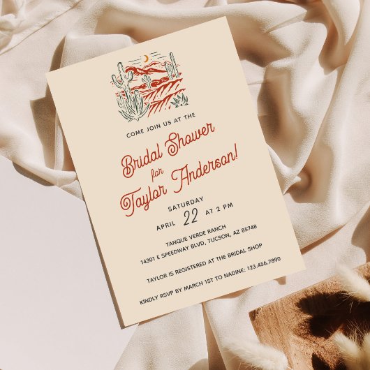 Bold Terracotta Cactus Desert Brautparty Einladung