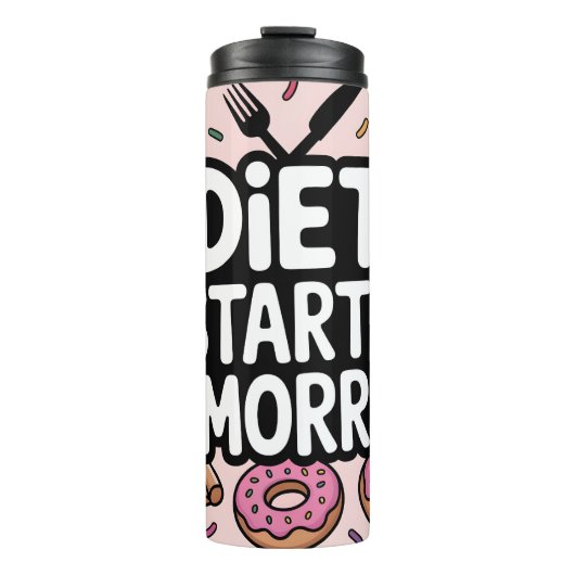 Bold Text Diet Starts Tomorrow Surrounded by Food Thermosbecher (Vorderseite)