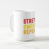 Bold Text "STRETCH, SWEAT, REPEAT." Kaffeetasse (Vorderseite Links)