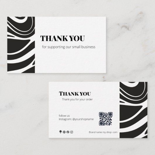 Bold Thank You Card QR Code Small Business Visitenkarte (Vorne/Hinten)