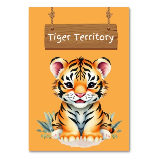 Bold Tiger Territory Jungle Safari Table Card Tischnummer (Rückseite)