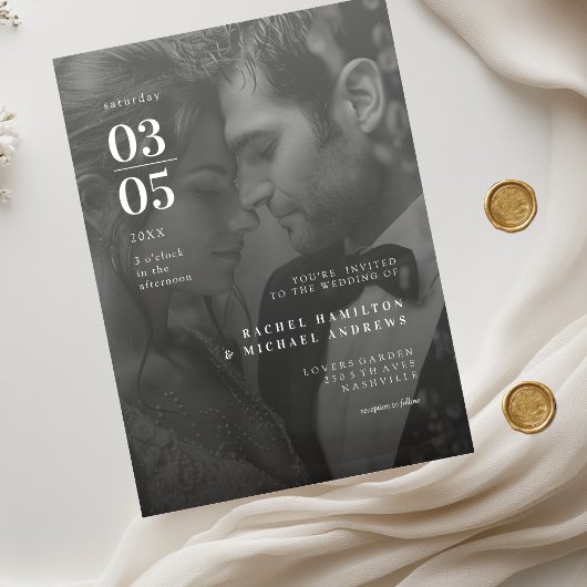 Bold Trending B&W-Photo Wedding Acryleinladungen