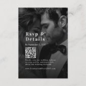 Bold Trending B&W-Photo Wedding QR Code RSVP Begleitkarte (Vorderseite)