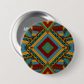 Bold Tribal Geometric Muster farbenfroh Ethnic Boh Button (Vorne & Hinten)