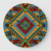 Bold Tribal Geometric Muster farbenfroh Ethnic Boh Große Wanduhr (Vorderseite)