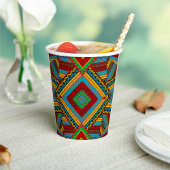 Bold Tribal Geometric Muster farbenfroh Ethnic Boh Pappbecher