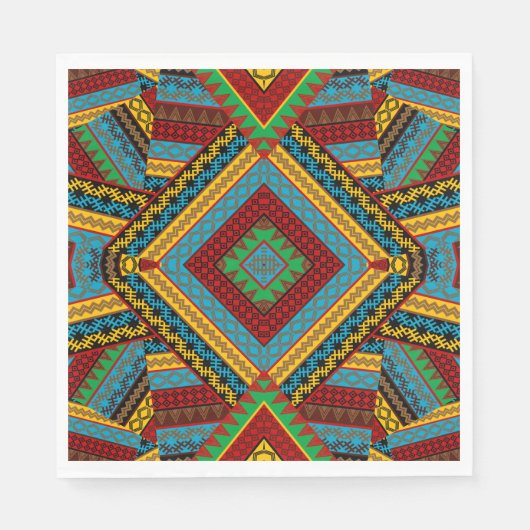 Bold Tribal Geometric Muster farbenfroh Ethnic Boh Serviette (Vorderseite)