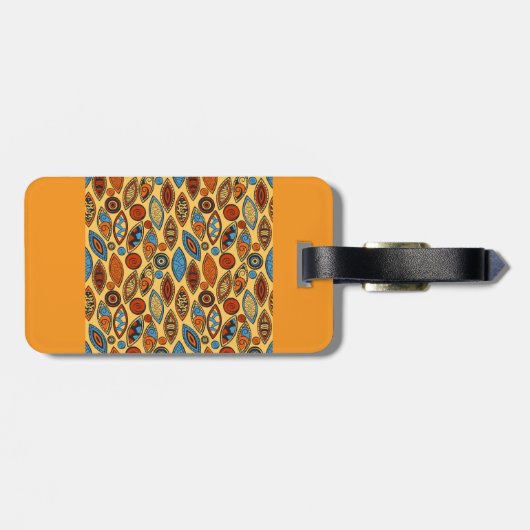 Bold Tribal Leaf Pattern Boho Abstract Gepäckanhänger (Rückseite horizontal)