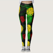 Bold Tropical Botanical Palm Leaves Pattern Leggings (Vorderseite)