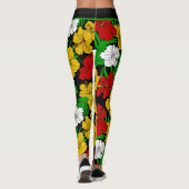Bold Tropical Hibiscus Floral Pattern Leggings (Rückseite)