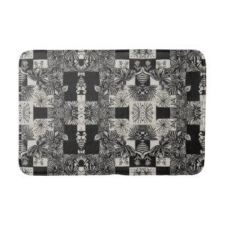 Bold Tropical Monochrome Floral Pattern Badematte