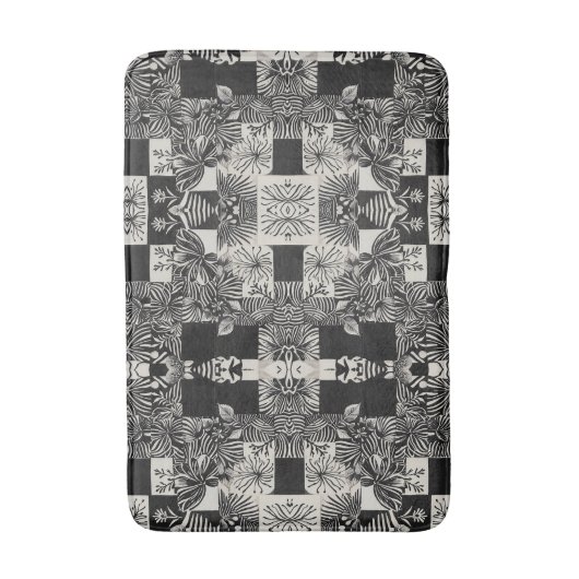 Bold Tropical Monochrome Floral Pattern Badematte (Vorderseite Vertikal)