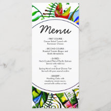 Bold Tropical Palm Leaf Wreath Wedding Menu