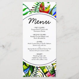 Bold Tropical Palm Leaf Wreath Wedding Menu Menükarte