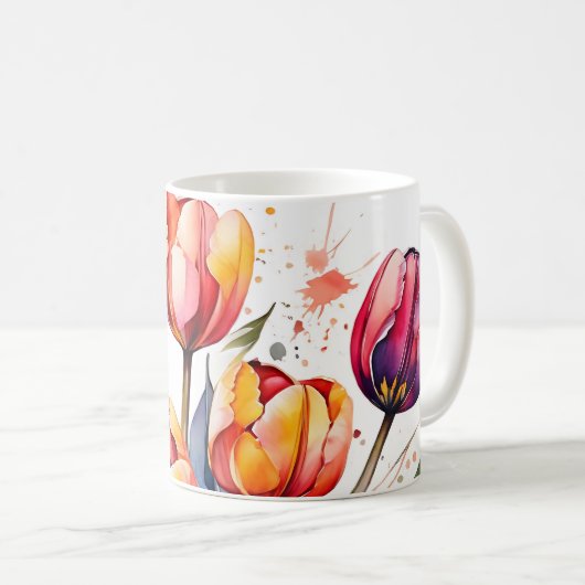 Bold Tulip Bloms farbenfrohe Moderne Kaffeetasse (VorderseiteRechts)