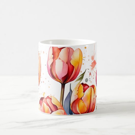 Bold Tulip Bloms farbenfrohe Moderne Kaffeetasse (Mittel)