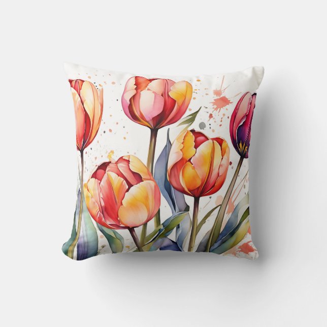 Bold Tulip Bloms farbenfrohe Moderne Kissen (Vorderseite)