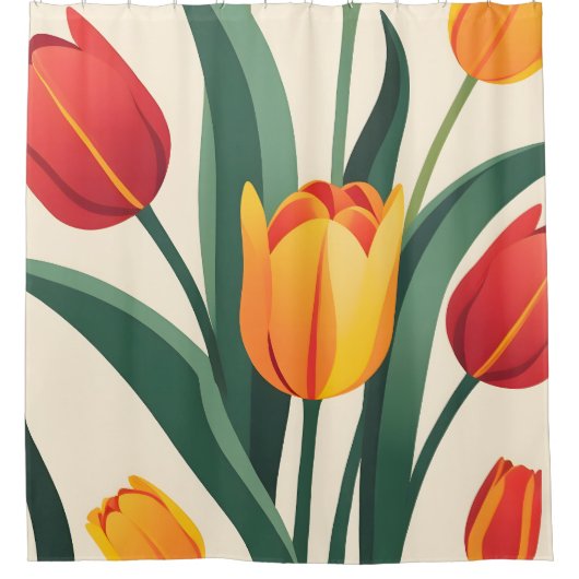 Bold Tulip Illustration Duschvorhang (Vorderseite)