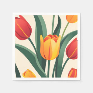 Bold Tulip Illustration Serviette