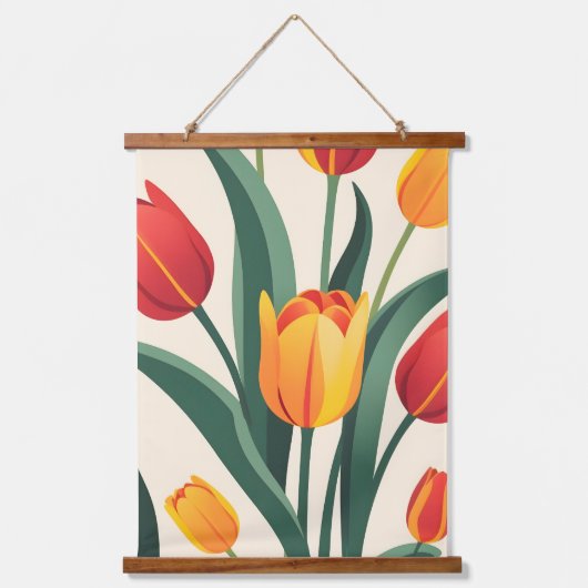 Bold Tulip Illustration Wandteppich Mit Holzrahmen (Vorderseite)