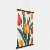 Bold Tulip Illustration Wandteppich Mit Holzrahmen (Gewinkelt)