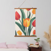 Bold Tulip Illustration Wandteppich Mit Holzrahmen (Schlafzimmer)