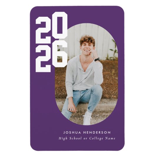 Bold Type Purple Graduation Flexible Photo Magnet (Vertikal)