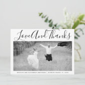 Bold Typografie Danke Hochzeit Foto (Stehend Vorderseite)